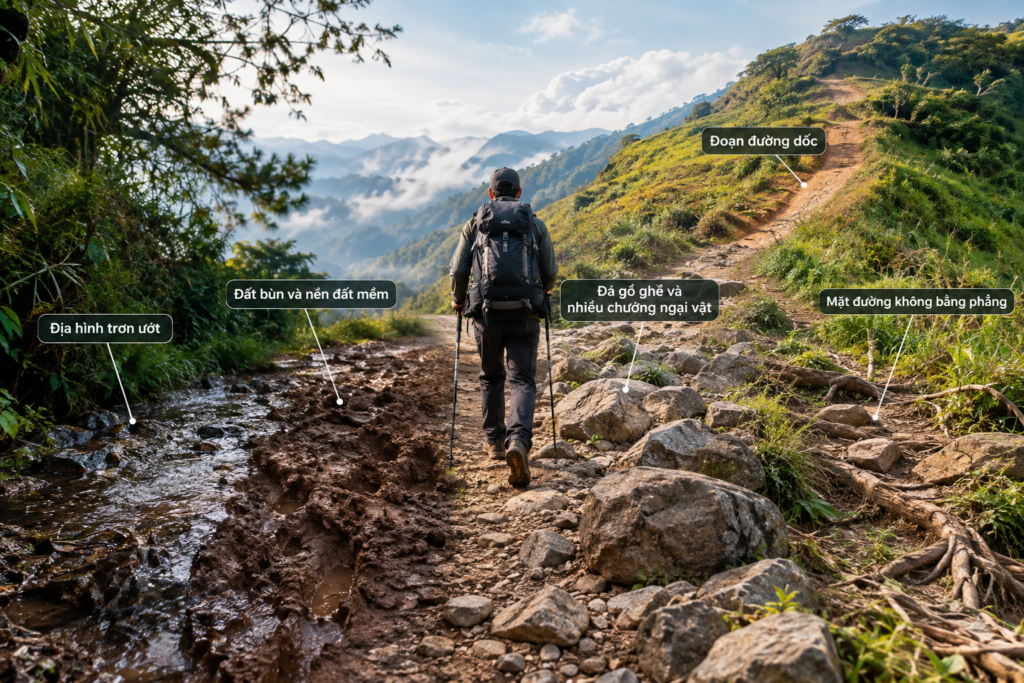 Kinh nghiệm trekking cho người mới bắt đầu: Những rủi ro khi địa hình thay đổi